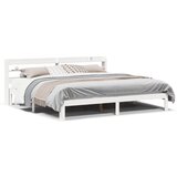 vidaXL Posteljni okvir z vzglavjem bel 180x200 cm borovina | Shoptok.si
