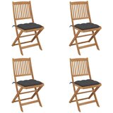 Maison Chic Zložljivi Vrtni Stoli - Stol za vrti 4 kosi z blazinami trden akacijev les JS2948, (21875635) | Shoptok.si