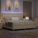  Krevet s opruga kutije s LED trakama Krema 200 x 200 cm tkanina | shoptok.hr