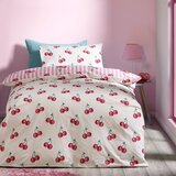 Catherine Lansfield Bela/rožnata enojna posteljnina 135x200 cm Disco Cherries Stripes – | Shoptok.si