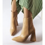 Gemre Beige ankle boots with asymmetric heel Abelina | Shoptok.si