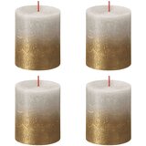 Bolsius rustične debele svijeće Sunset 4 kom 80 x 68 mm sivo-zlatne | shoptok.hr