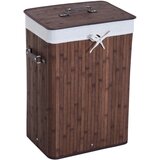 HOMCOM Koš za perilo iz bambusa s pokrovom in odstranljivo vrečko iz blaga, 40x30x60cm, rjava, (20746020) | Shoptok.si