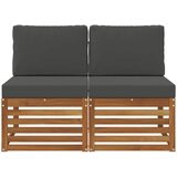  2 Komad Srednja sofa za van Čvrsto drvo akacije Prirodna | shoptok.hr