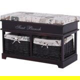 Kondela Klop z blazino, 2 košari, temno rjava/bež/vzorec, SEAT BENCH 3 | Shoptok.si