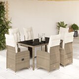 vidaXL Vrtna bistro garnitura 7-delna z blazinami rjav poli ratan | Shoptok.si