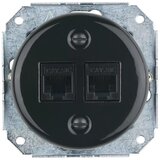  Reblig - Porcelanska retro ethernet utičnica bez okvira, 2x CAT5e, crna Cene