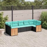  Vrtni set od 7 dijelova s jastucima, crni poliratan | shoptok.hr
