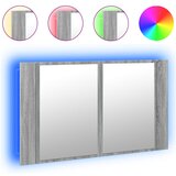 Furnova LED kopalniška omarica z ogledalom siva sonoma 80x12x45 cm, (21947331) | Shoptok.si