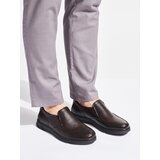 Shelvt Men's brown faux leather loafers Cene
