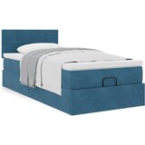 vidaXL Otomanski posteljni okvir z vzmetnico moder 80x200 cm žamet Cene