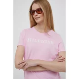 Tommy Hilfiger Bombažna kratka majica roza barva
