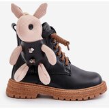 Kesi Leather Insulated Children's Boots With Zipper And Bear Black 36261 | shoptok.hr