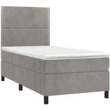 Box spring postelja z vzmetnico svetlo siv 90x190 cm žamet, (20901067) | Shoptok.si