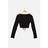 Trendyol black halter neck detailed ribbed knitted blouse Cene