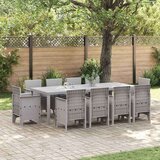 vidaXL Vrtna jedilnica 11 pcs Svetlo siva 250 x 100 x 73 cm Poli ratan Cene