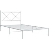 vidaXL Kovinski posteljni okvir z vzglavjem bel 100x200 cm, (21151935) Cene