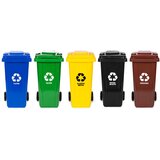  Set od 5 kanti za otpad s kotačima – 5 × 120 L (plava, zelena, žuta, crna, smeđa) | shoptok.hr