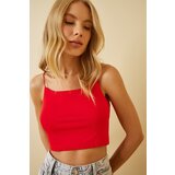 Happiness İstanbul Women's Red Knitted Bustier with Thread Straps Cene