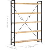 Police za knjige s 5 razina 140x30x180 cm masivno drvo manga | shoptok.hr