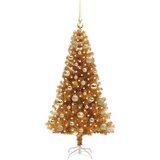 vidaXL Božično drevo med 150 LED z stojalom Zlata 120 cm PET | Shoptok.si