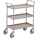 eurokraft pro servirni voziček, višina nivojev 250 mm, 3 nivoji, s 4 vrtljivimi kolesi, kolo s Ø 100 mm | Shoptok.si