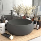 vidaXL Razkošen umivalnik okrogel mat temno siv 40x15 cm keramičen, (21409385) Cene