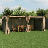  Sjenica sa zavjesama 6 x 3 m smeđesiva čelična | shoptok.hr