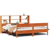  Knjižna postelja brez vzmetnice vošč. rjava 200x200 cm borovina | Shoptok.si