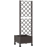  Vrtni saksija s rešetkom i kotačima Smeđa 40 x 40 x 131,5 cm PP | shoptok.hr