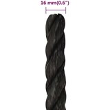 vidaXL Delovna vrv črna 16 mm 100 m polipropilen | Shoptok.si