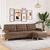  Trosjed s tabureom smeđi 210 cm od tkanine | shoptok.hr