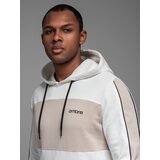 Ombre Men's cotton hoodie with contrasting elements - white | ePonuda.com