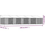 vidaXL Pasji boks s streho in vrati siv 10x2x2 m pocinkano jeklo | Shoptok.si