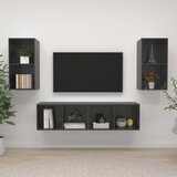 The Living Store Stenska TV omarica 4 kosi visok sijaj siva iverna plošča - TV Omarica, (21375168) Cene