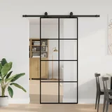 vidaXL drsna vrata z opremo črna 90x205 cm esg steklo