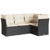  The Living Store Vrtna sedežna garnitura 4-delna z blazinami črna poli ratan - Vrtna Sedežna Garniture, (21453004) | Shoptok.si