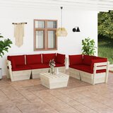 The Living Store Vrtna garnitura iz palet 6-delna z blazinami smrekovina - Vrtna Sedežna Garnitura, (21481807) | Shoptok.si