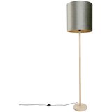 QAZQA Vloerlamp hout met velours kap groen 40cm - Mels | Shoptok.si