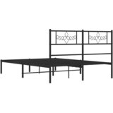  Metalni okvir za krevet s uzglavljem crni 140x200 cm | shoptok.hr