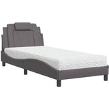 vidaXL Postelja z vzmetnico siva 90x200 cm umetno usnje, (21111686) Cene