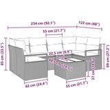  Kavčna garnitura 7 pcs Rjava in rdeča poli ratan, (5000138248) Slike