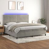 The Living Store Box spring postelja z vzmetnico LED svetlo siva 200x200cm žamet - Box Spring Postelja, (21489670) | Shoptok.si
