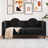 vidaXL Kavč dvosed z blazinami črn žamet | Shoptok.si