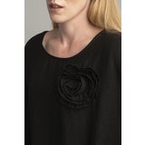 FASHION Black oversize blouse with a decorative flower | shoptok.hr