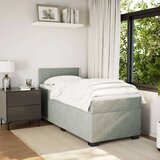 vidaXL Box spring postelja z vzmetnico svetlo siva 90x200 cm žamet | Shoptok.si