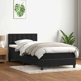 vidaXL Box spring postelja z vzmetnico črna 80x220 cm žamet | Shoptok.si