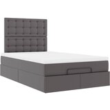 vidaXL Otomanski posteljni okvir z vzmetnico siv 120x200 cm um. usnje | Shoptok.si