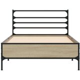 vidaXL Posteljni okvir sonoma hrast 75x190 cm inženirski les in kovina | Shoptok.si