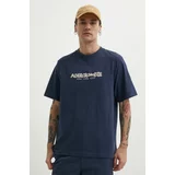 Abercrombie & Fitch Bombažna kratka majica moški, mornarsko modra barva